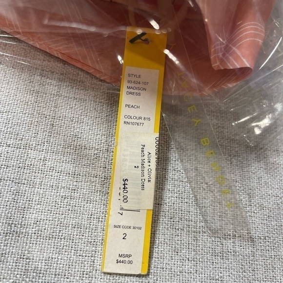 ALICE + OLIVIA silk peach short strapless dress with big bow. New w/tags. size 2 - Picture 15 of 16